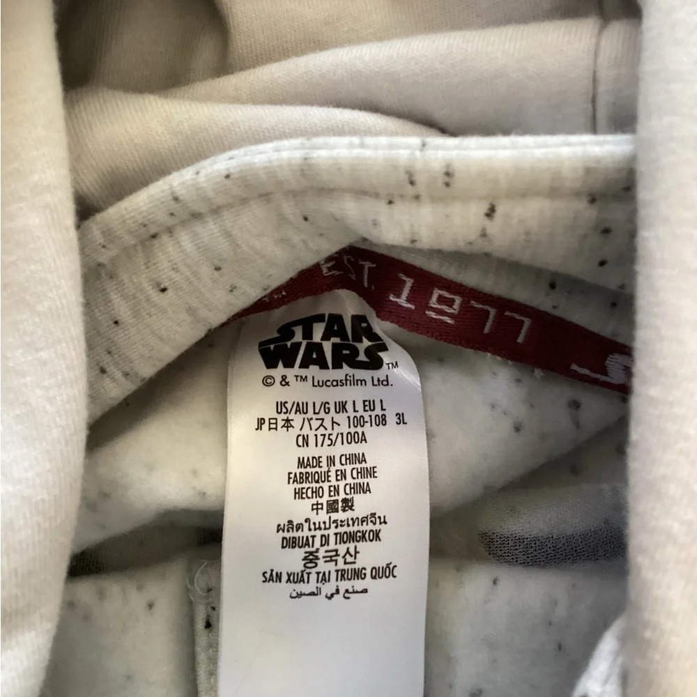 Disney Star Wars Youth L Hoodie Size w/ Aurebesh Writing on Back